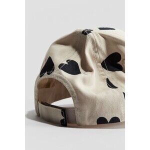H&M Printed Cap Light Beige W/Black Hearts Sz6-10